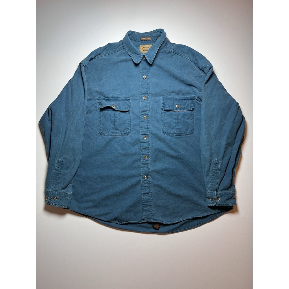 Vintage St. John's Bay Heavyweight Chamois Cloth Button Up Shirt XL Regular Blue